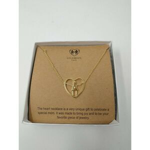 Gold tone heart necklace with family centerpiece